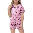 thumbnail image 4 of Sopiago Girls Pajamas Set Soft Short Sleeve Pjs Set Button-Down Sleepwear Nightwear Loungewear Pink,10-11 Years, 4 of 5