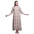 thumbnail image 1 of Bimba Robe de Nuit Maxi Blanche à Feuilles Florales et Oeillets pour Femmes, Été, Imprimée, Très Très Grande, 1 of 5