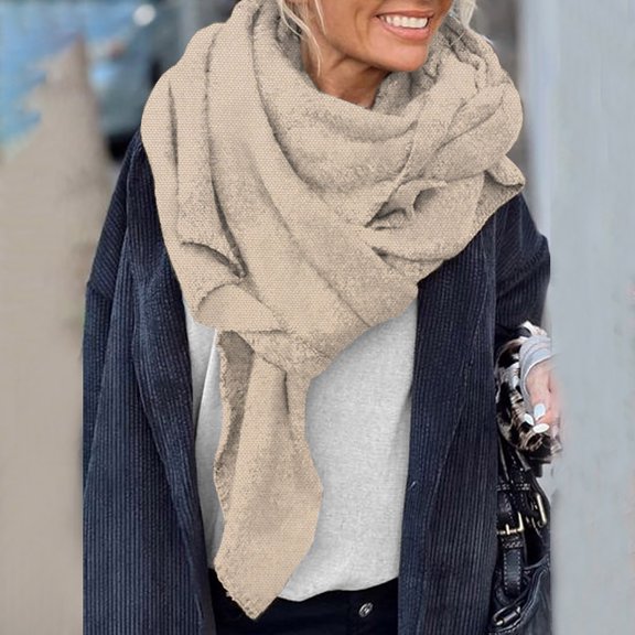 Aueoeo Women Fall Winter Scarf Soft Warm Cozy Blanket Scarves Shawl Wraps Fashion Oversized Large Scarf Beige
