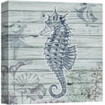 thumbnail image 3 of PixonSign Canvas Print Wall Art Seahorse Swims in Ocean Animals Beach Digital Art Modern Art Nautical Relax/Calm Blue Duotone for Living Room, Bedroom, Office - 12"x12", 3 of 5