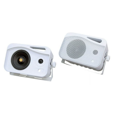 PYLE PLMR25 - 4 Inch Marine Speaker - 3 Way Waterproof and Weather Resistant Outdoor Audio Stereo Sound System with 300 Watt Power, 4''P.P Injection Cone Woofer and Mini Box Design