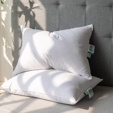 Goose Feather Down Pillows Super King Set of 2, Soft Feather Down Pillow for Sleeping, 600TC 100% Cotton Cover Hotel Collection Bed Pillows for Back, Stomach or Side Sleepers 20x40