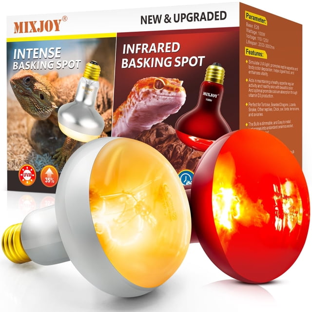 Combinación de bombillas de calor para reptiles MIXJOY, 100 W, día y noche