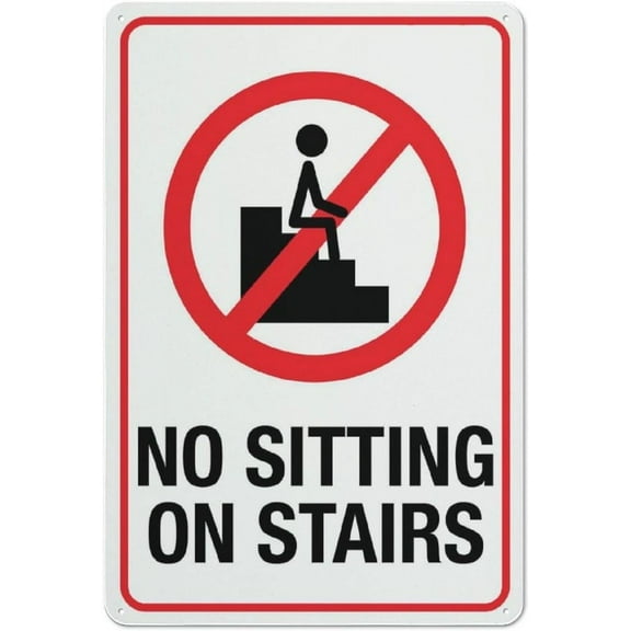 No Sitting On Stairs Sign Metal Signs 12X8 Inch Rust Free Aluminum,Uv Ink Printing,Durable/Weatherproof Outdoor For Home
