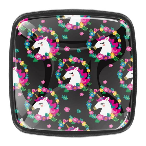 4 Pcs Square Cabinet Handle Cupboard Knob Drawer Pulls Handle Unicorn Drawer Knobs with Screws Furniture Decoration