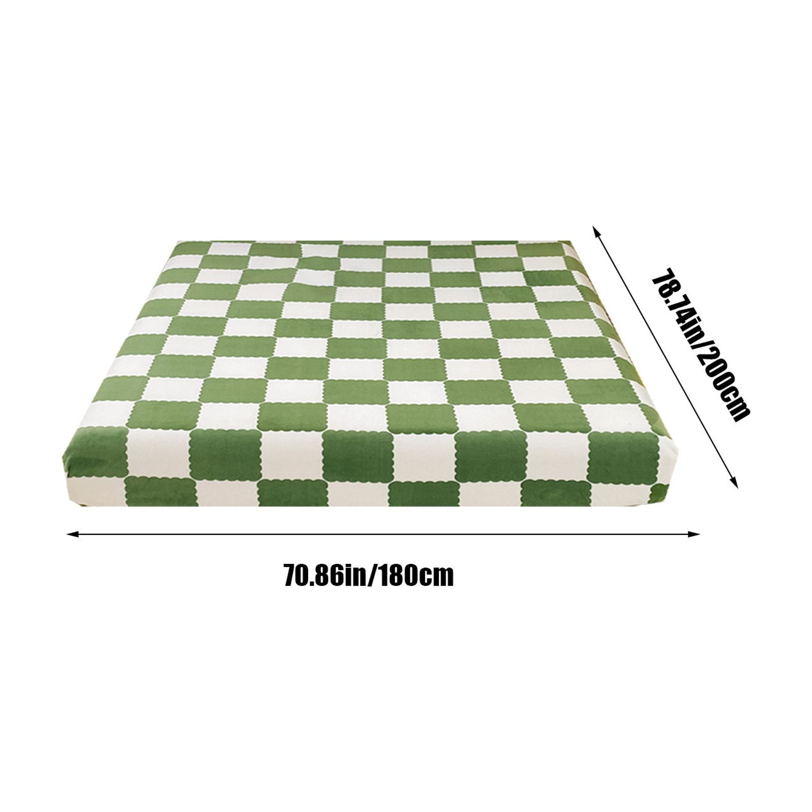 Quilted Fitted Sheet Winter Warm, Checkerboard Pattern Mattress Protector – Breathable Non-Slip Pocket Design, Soft Polyester Bed Cover for Care Bed, Home or Guest Room
