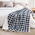 thumbnail image 2 of BEAUTEX Fleece Throw Blanket, Super Soft and Cozy Fleece Plaid Plush Blanket (Black, 60" x 80"), 2 of 7