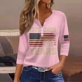 thumbnail image 2 of Women's 250th Anniversary USA Tee 3/4 Length Sleeve V Neck Button Down American Flag Patriotic Shirts, 2 of 3