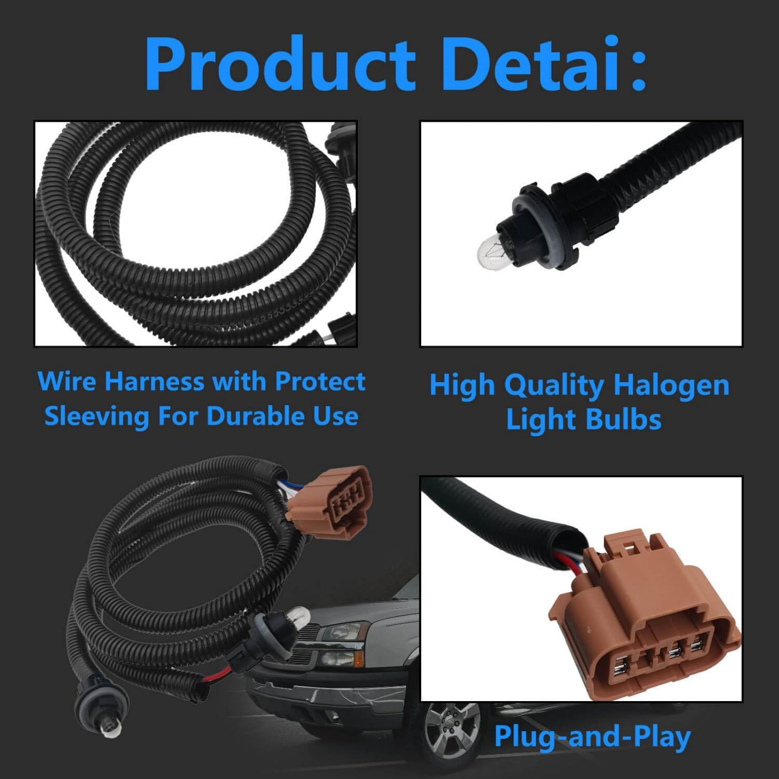 GUYUTING License Plate Light Wiring Harness 15768809 Direct Fit Tested Quality 43.3 Inch Length Mopar for Chevy Silverado Classic Avalanche