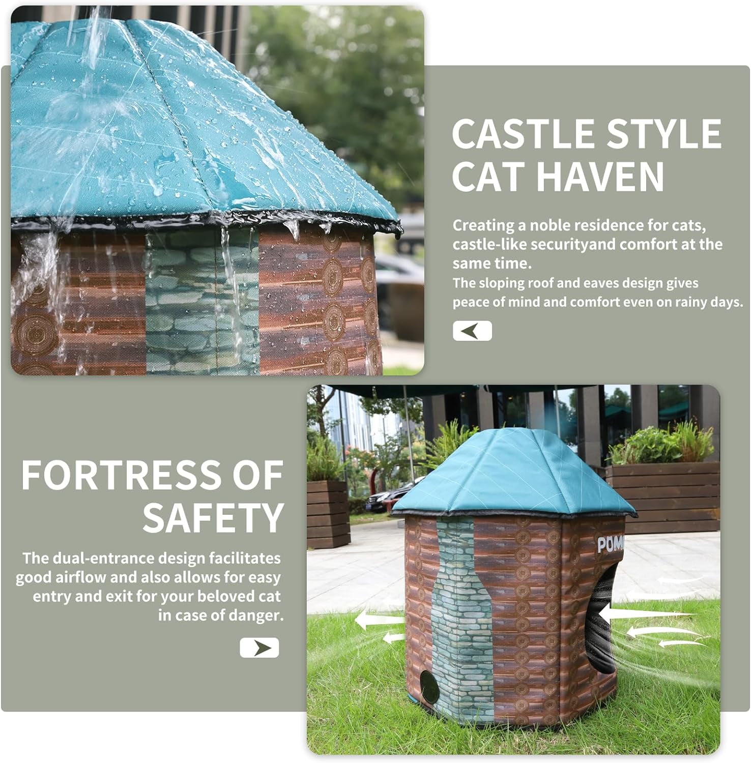 Heated Outdoor Cat House Weatherproof Cat Small Dog Warm Pet Shelter Carrier NEW PP10_Log