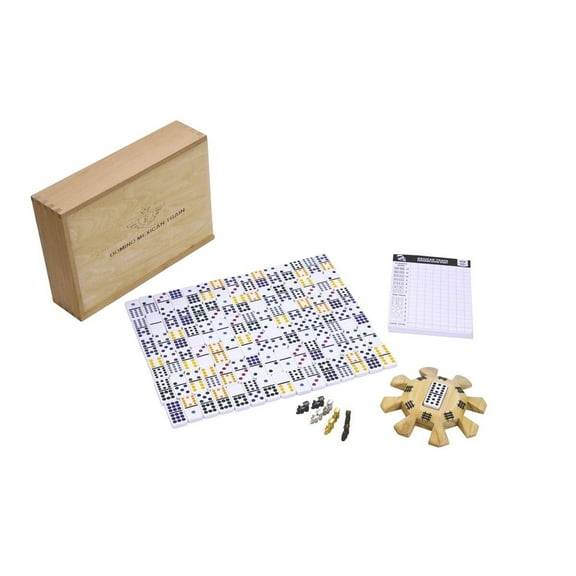 Deluxe Double 12 Mexican Train Dominoes in Wooden Box