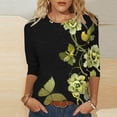 thumbnail image 2 of BangWanChi 3/4 Length Sleeve Womens Tops Plus Size Women's Fashion Printed T-shirt 3/4 Sleeves Blouse Round Neck Casual Tops, 2 of 5