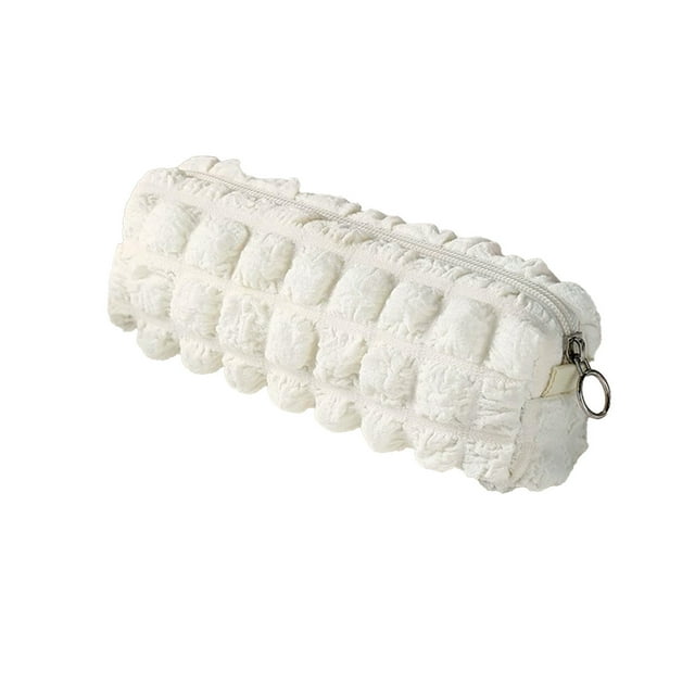 Cream Puff Pencil Bag Not Collision Models Large Capacity Solid Color Soft Absolutely Beautiful Cosmetic Bag Stationery Bag Storage Bag