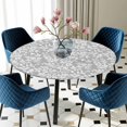 thumbnail image 5 of Elastic Fitted Round Tablecloth, Grey Spring Floral Waterproof Stretch Table Cover for 55"-60" Tables, Farmhouse Flowers Elegant Pastoral Washable Outdoor Tablecloths for Patio, Picnic, Camping, 5 of 9