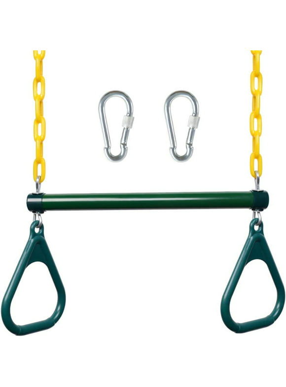 18" Trapeze Swing Bar Rings 48" Heavy Duty Chain Swing Set Accessories with Locking Carabiners Monkey Bars for Backyard, Playground