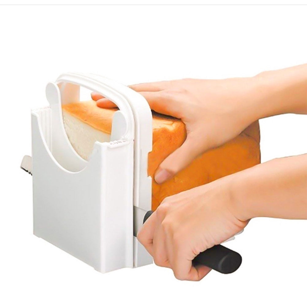 Folding Bread Slicer, Adjustable Loaf Cutting Guide for Bagel Toast