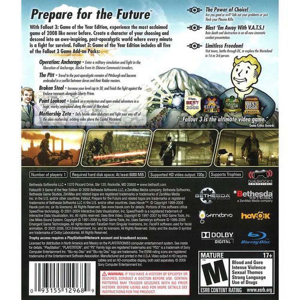 PLAYBRASIL: PS3 Fallout 3 Game Of The Year Edition. JOGO + PATCH