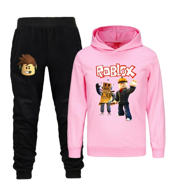 Teen Roblox Comfy Pullover Sweatshirt and Jogger Pant 2Pcs Set,Basic Hoodies Loose Long Sleeve Tops for 3-16Y