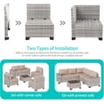 thumbnail image 3 of 6-Piece Outdoor Patio Furniture Set, PE Wicker Rattan Sectional Sofa Conversation Set with Tempered Glass Table & Thick Cushions - All-Weather Garden, Backyard Furniture,Beige, 3 of 8