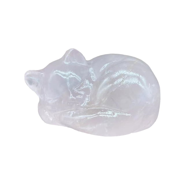 Natural Quartz Crystal Sleeping Cat Decoration Crystal Cat Sleeping Statue 2 Inch Opal Cat Crystal Statue Statue For Home Meditation