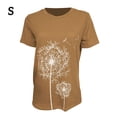 thumbnail image 1 of Camiseta de mujer con estampado floral, cuello redondo, manga corta, top suelto, caqui, S kenally AP000466-01, 1 of 7