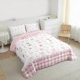 thumbnail image 3 of Manfei Kawaii Bowk Not Queen Comforter Set,Cute Cartoon Bowtie Bedding Sets,White Pink Buffalo Bedding Comforter Set For Girl,Breathable Home Decor Reversible,3-Piece, 3 of 8