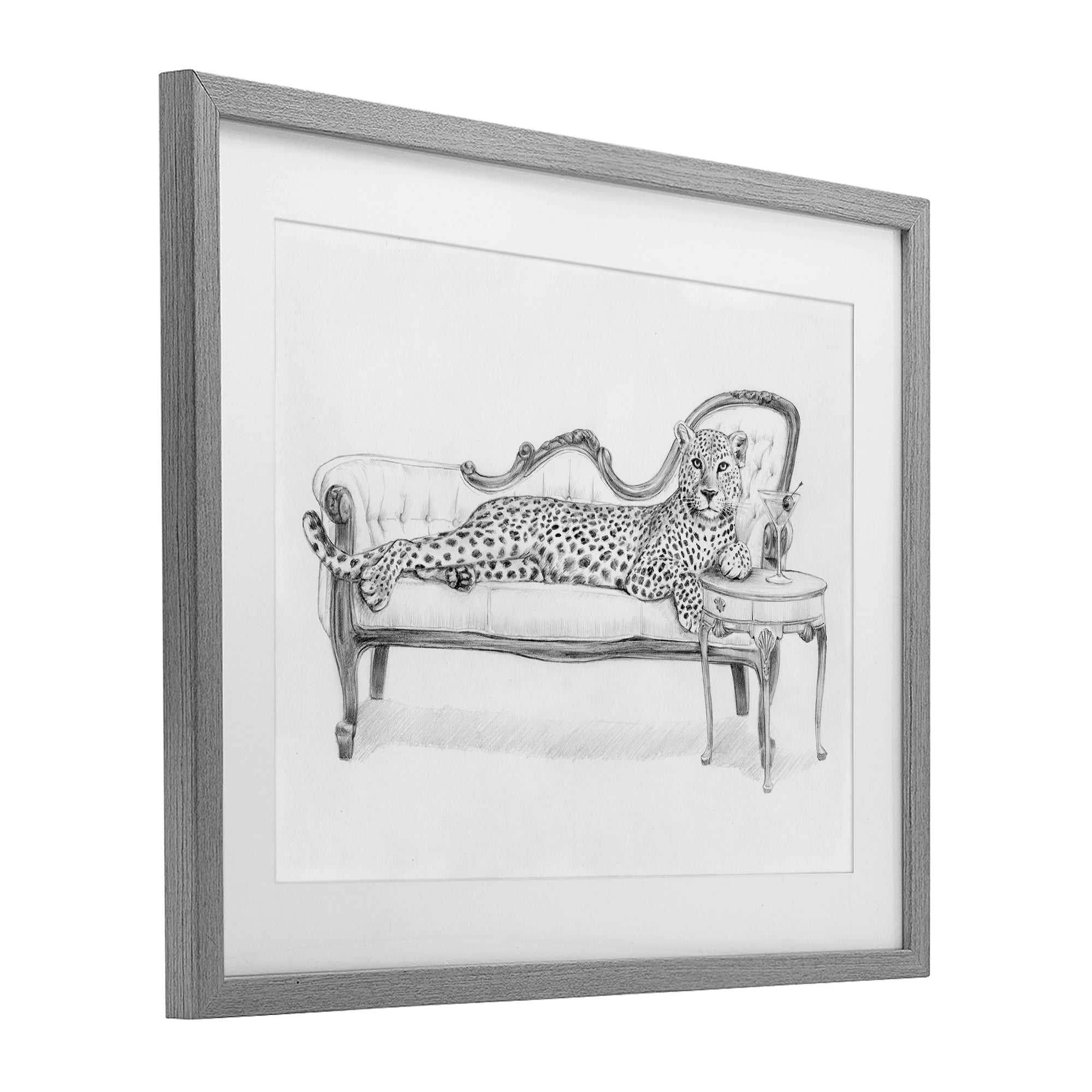 Stupell Industries Lounging Beast Cheetah Gray Framed Print Under Glass, design by Victoria Barnes