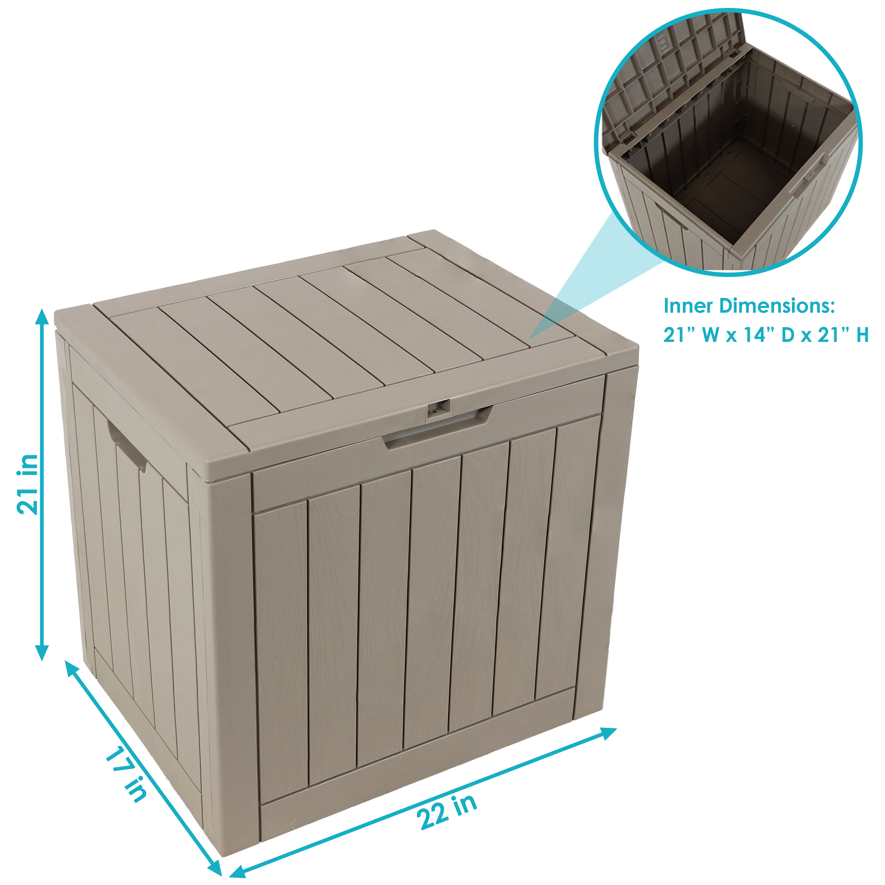 Sunnydaze Small Deck Box with Storage and Lockable Lid - 32 Gal. - Driftwood - image 3 of 15