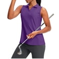 thumbnail image 2 of LEKODE Womens Golf Shirt Sleeveless UPF 50+ Polo Shirts Collared Tennis Tops V Neck Athletic Workout Tank Quick Dry Purple S, 2 of 9
