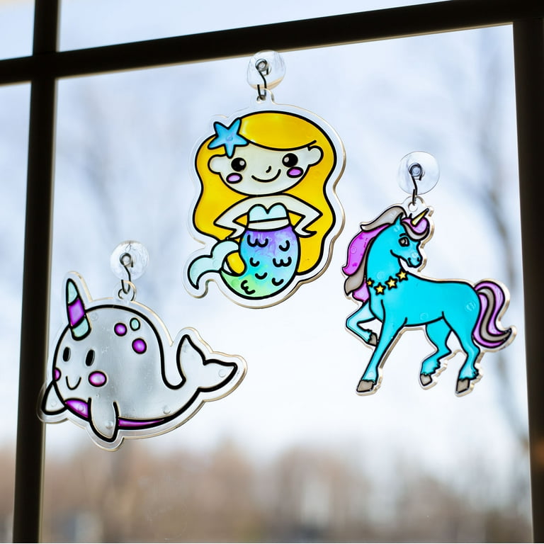 Creative Hobbies Suncatcher Craft Kits For Kids - 6 Complete Kits -  Dolphins & Mermaids - Great Group Project, Party Favor, Activity