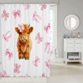 thumbnail image 2 of Manfei Brown Highland Cow Shower Curtain 72Wx72L,Fashion Bowtie Bathroom Curtain, 2 of 5