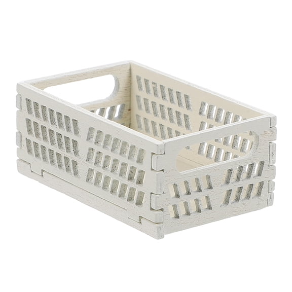 Toyvian Dollhouse Miniatures Tiny Crate Box With White Wooden Storage 1Set
