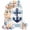 Navy blue light blue, variant on Nautical Anchor Arch Backdrop Cover 5Ft, Wedding Arch Covers Stretchy Backdrop, Turquoise Grey White Horizontal Stripe Fitted 2 Sided Arched Photo Background for Birthday Party Decorations
