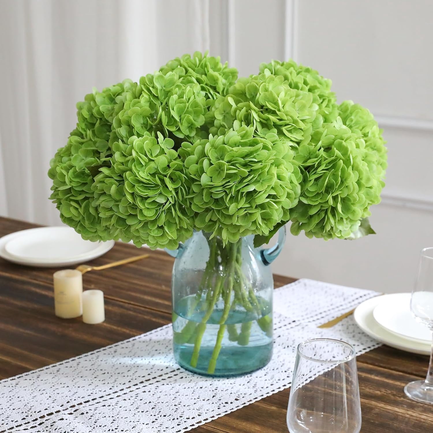 Orange Hydrangea Artificial Flowers Silk Flowers Fake Hydrangeas Real Touch Hydrangea Flowers for Wedding Party Office Home Decor (Orange)