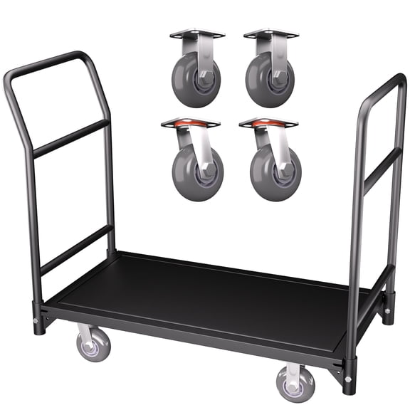 Flatbed Cart with Wheels, 2000 LBS Dolly Platform Truck, Flat Cart for Warehouse, Factory, Moving, Logistics & Home Use