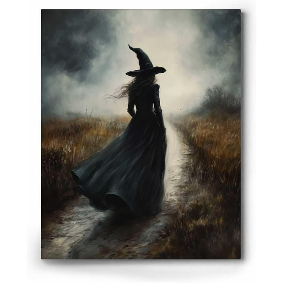 ART Halloween Canvas Wall Decor, Nature Witch Print dark academia Halloween Poster Vintage Witchy Mystic Gothic Home Decor for Family Bedroom Decor 