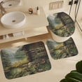thumbnail image 6 of Brebasf Rustic Fall Duck Cabin 4 Pcs Waterproof Shower Curtain Set,Watercolor Hunting Theme Wood Boarded Farmhouse Mallard Ducks with Waterproof Toilet Cover Shower Mat Rugs, 6 of 8