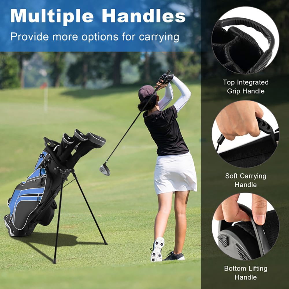 Aimee Lii Golf Stand Cart Bag with 6-Way Divider Carry Pockets, Outdoor Exercise for Sports Lovers-Blue