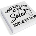 thumbnail image 3 of Zomyto 7x7 IN Humor Hair Stylist Sayings Wooden Box Sign Art Desk Decor What Happens at the Salon Stays at the Salon, 3 of 6