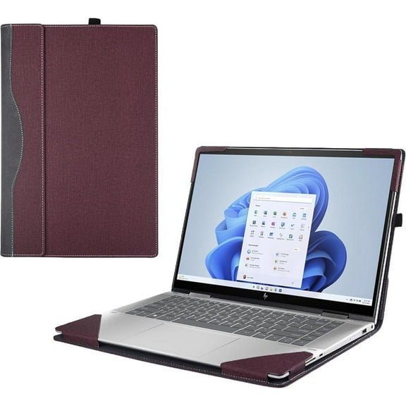 Case Cover for 14 inch 2-in-1 Laptop Lenovo Yoga 7i 7 14ARP8 14IRL8 14ARB7 14IAL7, PU Leather Bag Notebook Protective Shell Sleeve with Pen Holder