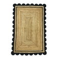 thumbnail image 2 of Indian Handmade Braided Natural Pure Jute with Black Scalloped Design Area Rugs Size 2 x 2 Square Feet ( 60 cm x 60 cm ), 2 of 4