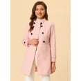 thumbnail image 2 of Abrigo de invierno Allegra K para mujer Rosa XL con bolsillos inclinados y doble botonadura, 2 of 6