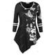 thumbnail image 2 of Camiseta Irregular con Estampado de Calavera en Talla Extra Rosegal  Mangas largas de talla grande, 2 of 5