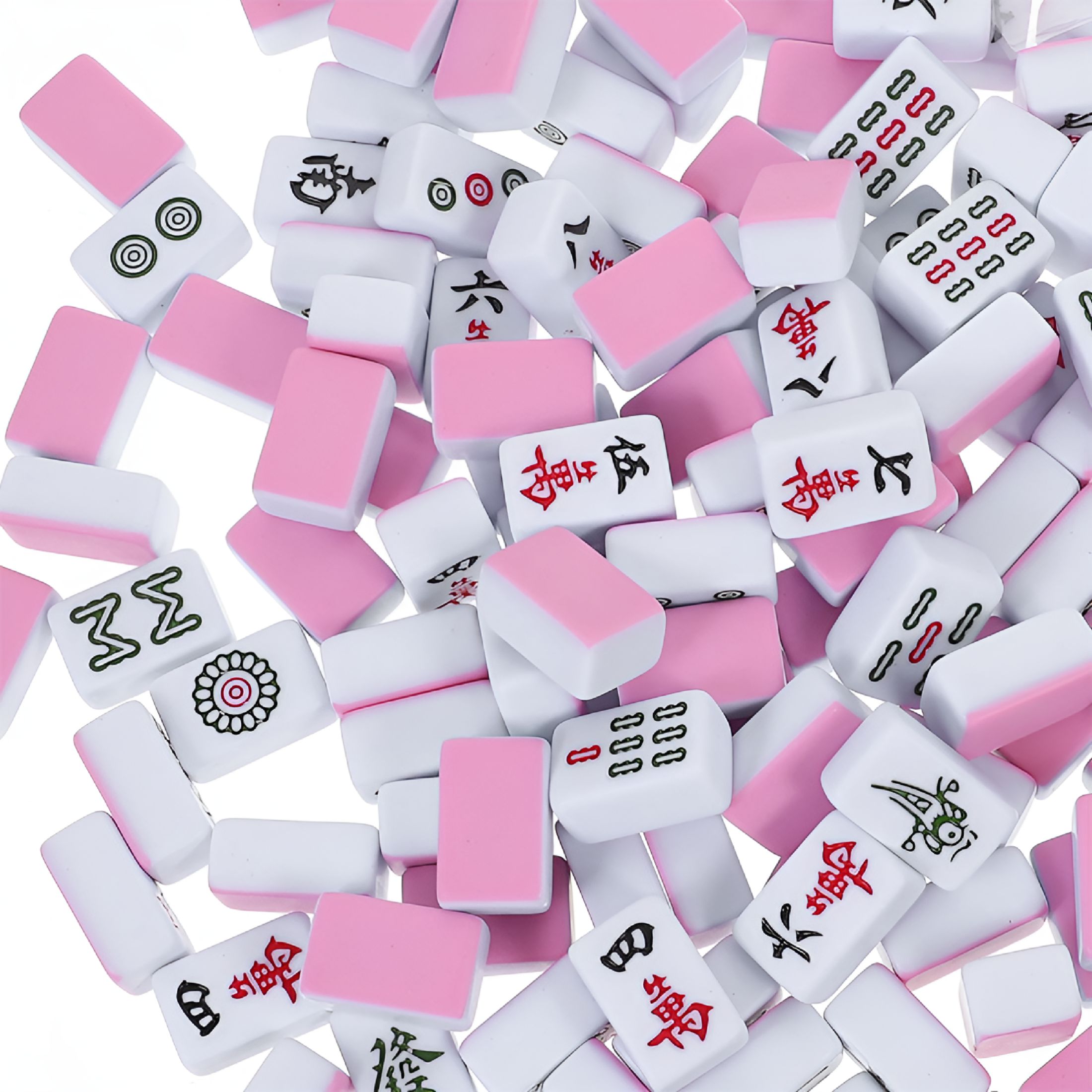 BESTSKY Mini Mahjong Set Pink PVC 1 Set Lightweight Family Gatherings Gamers