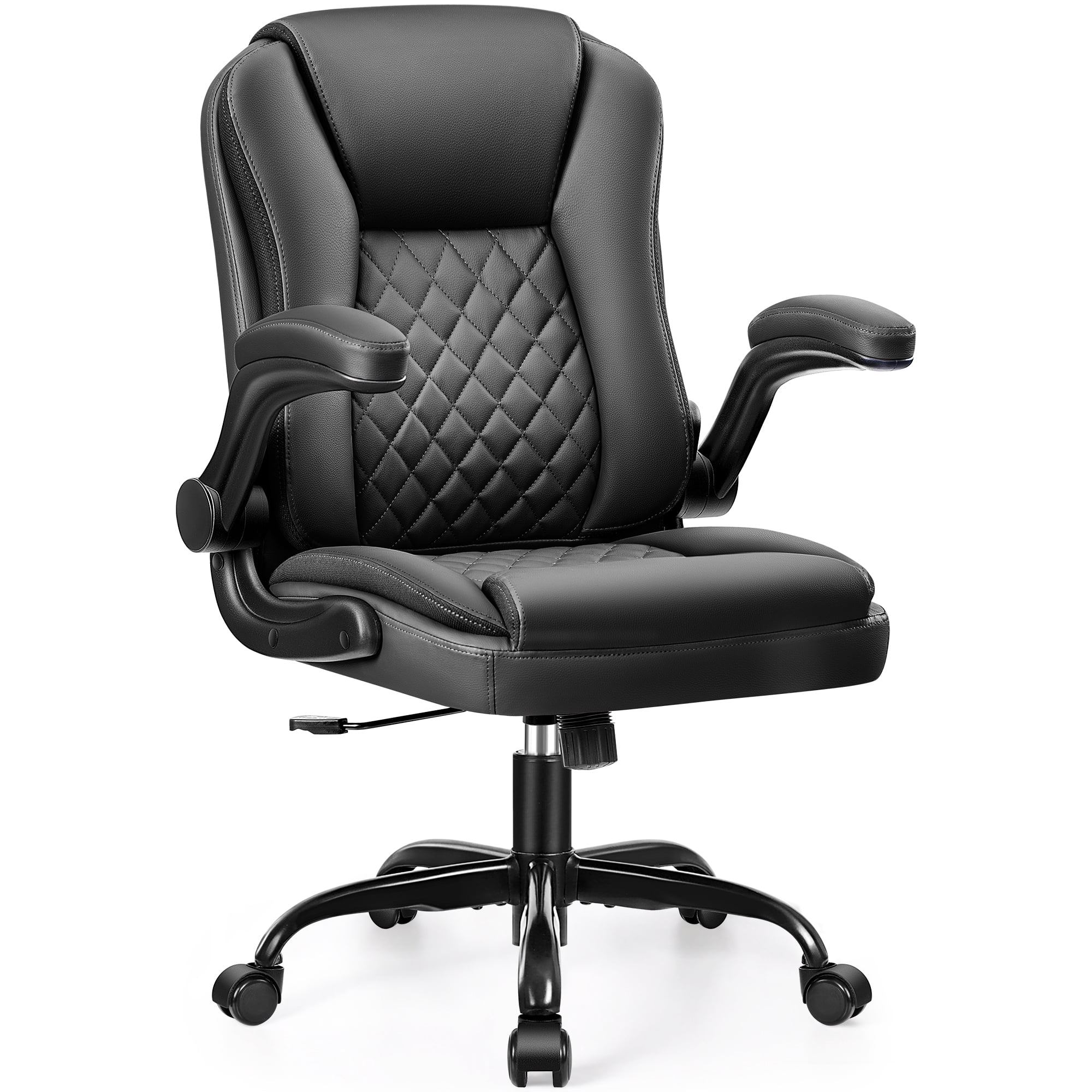 COOLHUT Office Executive Chair High Back Adjustable Managerial Home Desk Chair, Office Computer Chair with Lumber Support, Swivel PU Leather Chair for Home Office, Black