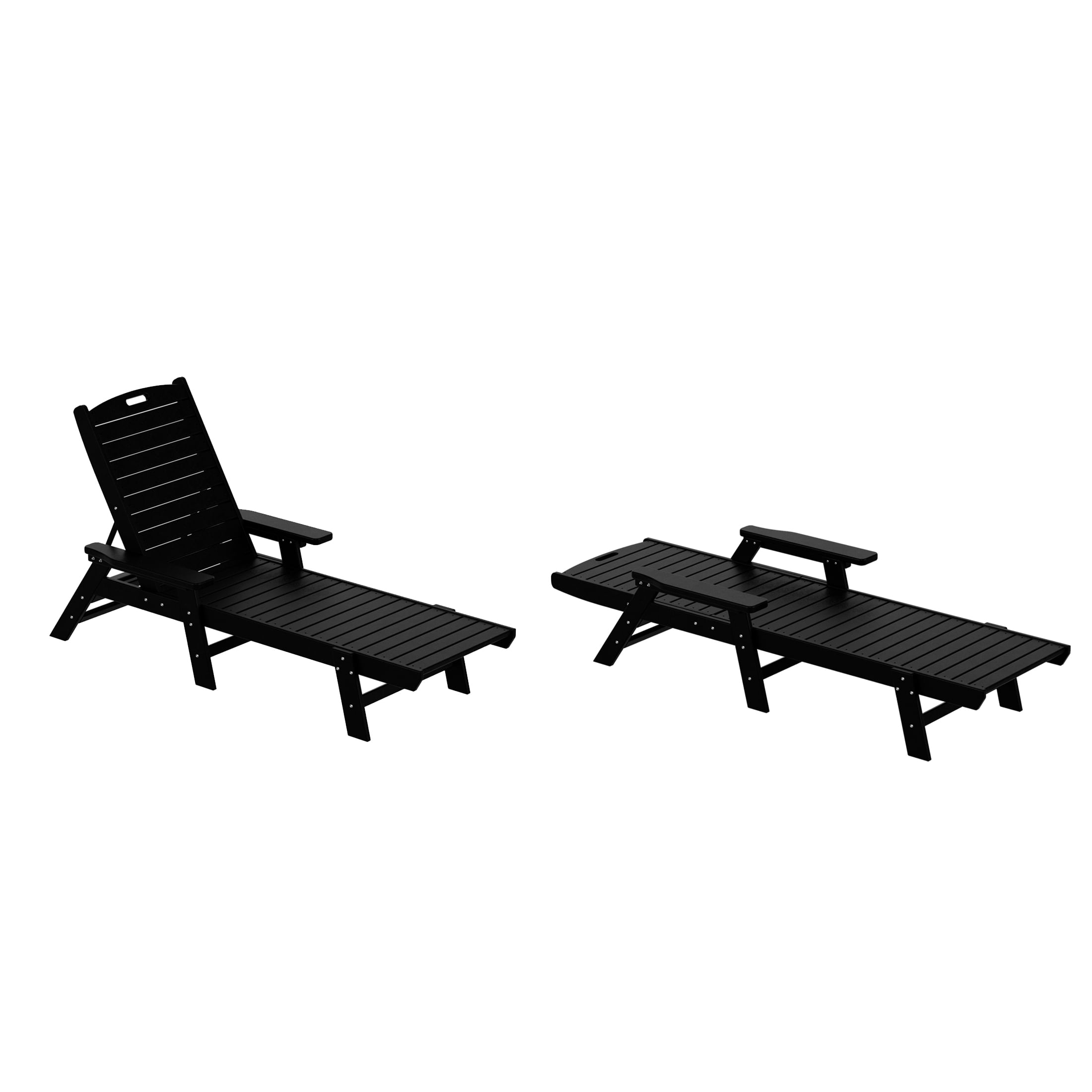 GARDEN Set of 2 Patio Outdoor Chaise Lounge Chair, Black