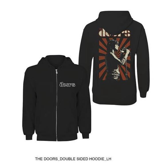 The Doors Unisex Zipped Hoodie Sweatshirt Lizard King (Back Print) (Small)
