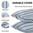 thumbnail image 5 of Outdoor Waterproof Throw Pillow Covers Set of 2 Navy Sky Blue Grey Stripes Decorative Pillowcases Square Outdoor Pillows Cushion Case 16x16 Inch Lines Striped Patio Pillows for Couch Sofa Bed Garden, 5 of 9