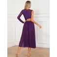 thumbnail image 3 of DPOIS Women's Lyrical Dance Costume Asymmetric Modern Contemporary Dance Dress Purple M, 3 of 7