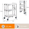thumbnail image 7 of Portable Folding Service Cart, 3-Tier Stainless Steel Collapsible Utility Carts 400 lbs Load Capacity, Heavy Duty Service Cart w/ 360°Swivel Wheels for Home Office Warehouse, 7 of 7